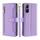 For Realme V30 5G / V30T Sheep Texture Cross-body Zipper Wallet Leather Phone Case(Purple) - 1