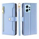 For Xiaomi Redmi Note 12 4G Global Sheep Texture Cross-body Zipper Wallet Leather Phone Case(Blue) - 1