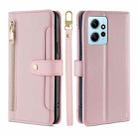 For Xiaomi Redmi Note 12 4G Global Sheep Texture Cross-body Zipper Wallet Leather Phone Case(Pink) - 1