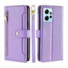 For Xiaomi Redmi Note 12 4G Global Sheep Texture Cross-body Zipper Wallet Leather Phone Case(Purple) - 1