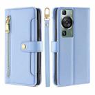 For Huawei P60 / P60 Pro Sheep Texture Cross-body Zipper Wallet Leather Phone Case(Blue) - 1
