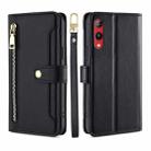 For Rakuten Hand 4G Sheep Texture Cross-body Zipper Wallet Leather Phone Case(Black) - 1