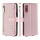 For Rakuten Hand 4G Sheep Texture Cross-body Zipper Wallet Leather Phone Case(Pink) - 1