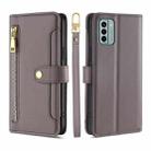For Nokia G22 Sheep Texture Cross-body Zipper Wallet Leather Phone Case(Grey) - 1