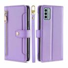 For Nokia G22 Sheep Texture Cross-body Zipper Wallet Leather Phone Case(Purple) - 1