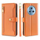 For Honor Magic5 Sheep Texture Cross-body Zipper Wallet Leather Phone Case(Orange) - 1