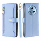 For Honor Magic5 Sheep Texture Cross-body Zipper Wallet Leather Phone Case(Blue) - 1