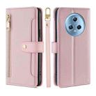 For Honor Magic5 Sheep Texture Cross-body Zipper Wallet Leather Phone Case(Pink) - 1