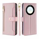 For Honor X40 Sheep Texture Cross-body Zipper Wallet Leather Phone Case(Pink) - 1