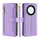 For Honor X40 Sheep Texture Cross-body Zipper Wallet Leather Phone Case(Purple) - 1