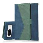 For Google Pixel 8 Dual-color Stitching Leather Phone Case(Blue Green) - 1