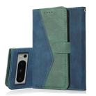 For Google Pixel 8 Pro Dual-color Stitching Leather Phone Case(Blue Green) - 1