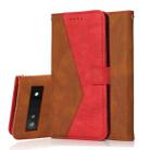 For Google Pixel 6a Dual-color Stitching Leather Phone Case(Brown Red) - 1