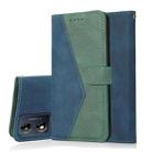 For Motorola Moto E13 Dual-color Stitching Leather Phone Case(Blue Green) - 1