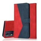 For Motorola Moto E13 Dual-color Stitching Leather Phone Case(Red Blue) - 1