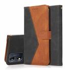 For Motorola Moto E13 Dual-color Stitching Leather Phone Case(Black Brown) - 1