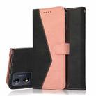 For Motorola Moto E13 Dual-color Stitching Leather Phone Case(Black Rose Gold) - 1