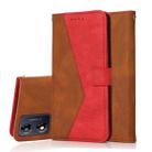 For Motorola Moto E13 Dual-color Stitching Leather Phone Case(Brown Red) - 1