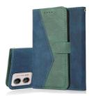 For Motorola Moto G13 Dual-color Stitching Leather Phone Case(Blue Green) - 1