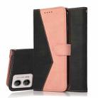 For Motorola Moto G13 Dual-color Stitching Leather Phone Case(Black Rose Gold) - 1