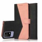 For TCL 405 / 406 / 408 Dual-color Stitching Leather Phone Case(Black Rose Gold) - 1