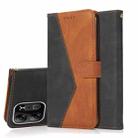 For Tecno Pop 7 Pro Dual-color Stitching Leather Phone Case(Black Brown) - 1