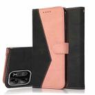 For Tecno Pop 7 Pro Dual-color Stitching Leather Phone Case(Black Rose Gold) - 1