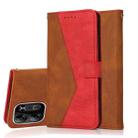 For Tecno Pop 7 Pro Dual-color Stitching Leather Phone Case(Brown Red) - 1