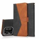 For Tecno Spark Go 2023 Dual-color Stitching Leather Phone Case(Black Brown) - 1