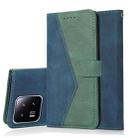 For Xiaomi 13 Dual-color Stitching Leather Phone Case(Blue Green) - 1