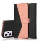 For Xiaomi Redmi Note 12 Pro 5G China Dual-color Stitching Leather Phone Case(Black Rose Gold) - 1