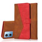 For Xiaomi Redmi Note 12 5G China Dual-color Stitching Leather Phone Case(Brown Red) - 1