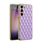 For Samsung Galaxy S23 5G GKK Rhombus Pattern Electroplating Plain PU Phone Case(Purple) - 1