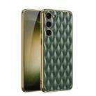 For Samsung Galaxy S23+ 5G GKK Rhombus Pattern Electroplating Plain PU Phone Case(Green) - 1