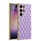 For Samsung Galaxy S23 Ultra 5G GKK Rhombus Pattern Electroplating Plain PU Phone Case(Purple) - 1