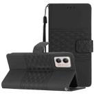 For Motorola Moto G73 Diamond Embossed Skin Feel Leather Phone Case with Lanyard(Black) - 1