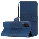 For TCL 40 SE Diamond Embossed Skin Feel Leather Phone Case with Lanyard(Dark Blue) - 1