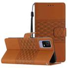 For TCL 405 / 406 / 408 Diamond Embossed Skin Feel Leather Phone Case with Lanyard(Brown) - 1