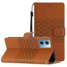 For Xiaomi Redmi Note 12 5G China Diamond Embossed Skin Feel Leather Phone Case with Lanyard(Brown) - 1