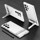 For Samsung Galaxy S23 Ultra 5G GKK Triumph Ultra-Thin Plain Leather Phone Case with Holder(Silver) - 1