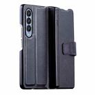 For Samsung Galaxy Z Fold4 5G Plain Magnetic Folding Phone Case with Pen Case(Black) - 1