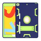 For iPad 10.2 Shockproof PC + Silicone Protective Case with Holder & Pen Slot(Navy Blue + Yellow Green) - 1