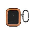 For AirPods 1 / 2 Leather Texture Earphone Protective Case(Black Yellow) - 1