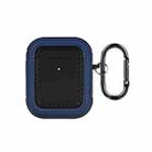 For AirPods 1 / 2 Leather Texture Earphone Protective Case(Black + Deep blue) - 1