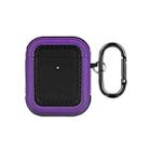 For AirPods 1 / 2 Leather Texture Earphone Protective Case(Black Purple) - 1