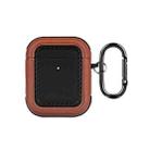 For AirPods 1 / 2 Leather Texture Earphone Protective Case(Black Brown) - 1