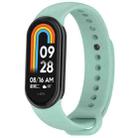 For Xiaomi Mi Band 8 Solid Color Stainless Steel Plug Replacement Watch Band (Blue Green) - 1