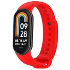 For Xiaomi Mi Band 8 Solid Color Stainless Steel Plug Replacement Watch Band(Red) - 1