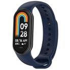 For Xiaomi Mi Band 8 Solid Color Stainless Steel Plug Replacement Watch Band(Midnight Blue) - 1