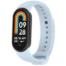 For Xiaomi Mi Band 8 Solid Color Stainless Steel Plug Replacement Watch Band (Light Blue) - 1